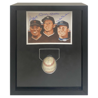 Mickey Mantle, Willie Mays & Duke Snyder Auto Baseball / Photo Display PSA/DNA