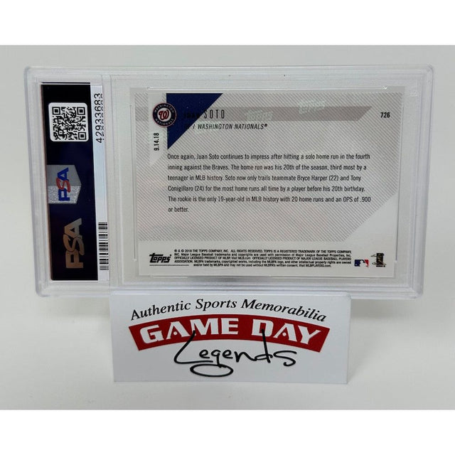 Juan Soto Washington Nationals 2018 Topps Now #726 Nationals RC Rookie Card PSA Gem Mint 10