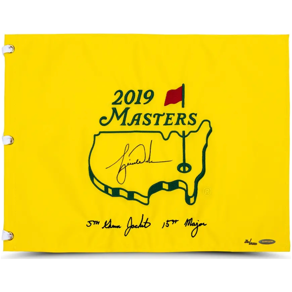 Tiger Woods Autographed Embroidered 2019 The Masters Official Flag UDA LE 1000