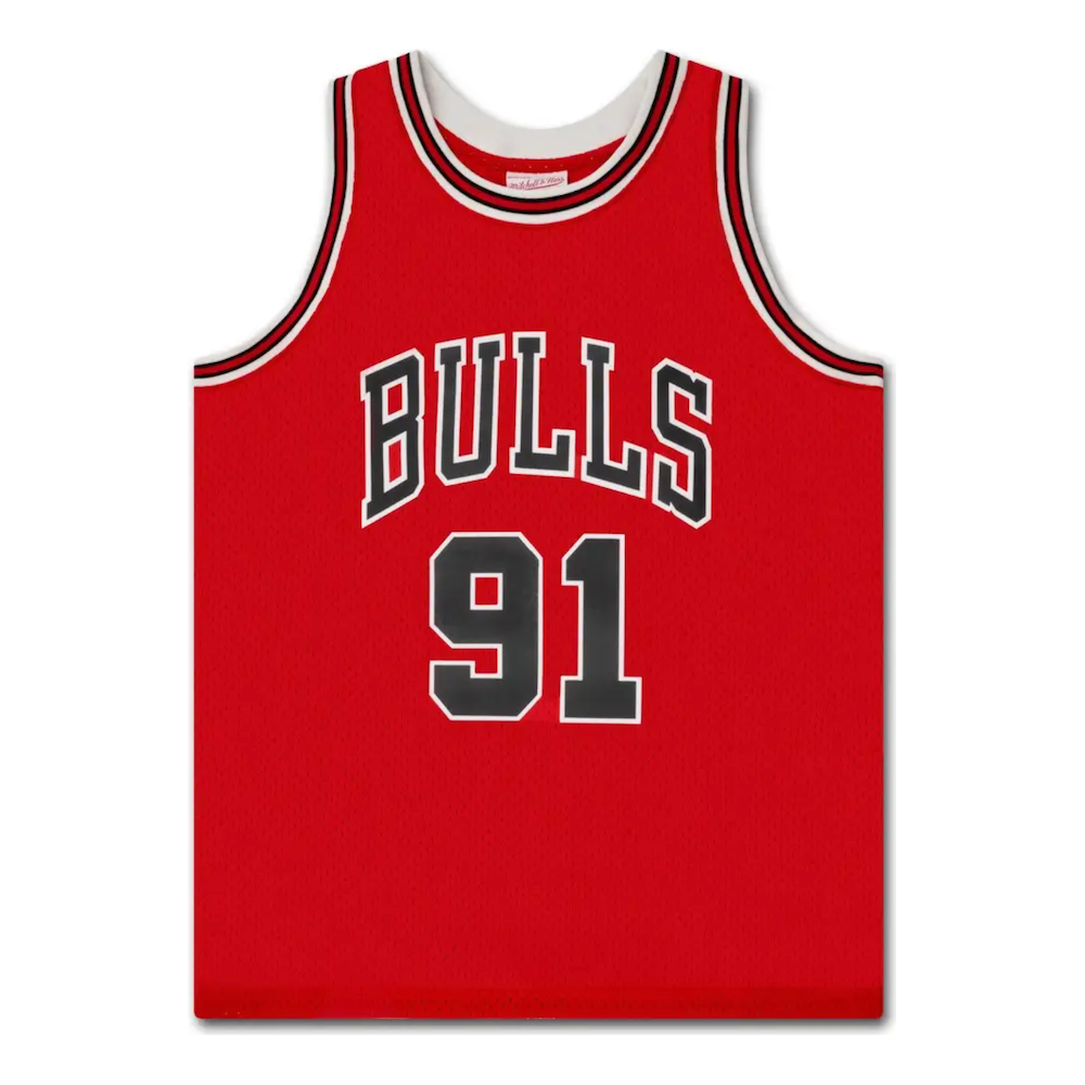 Dennis Rodman Autographed Chicago Bulls "HOF 2011" M&N Red Jersey LE 111