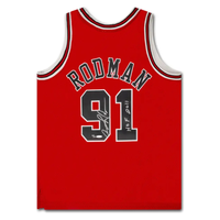 Dennis Rodman Autographed Chicago Bulls "HOF 2011" M&N Red Jersey LE 111