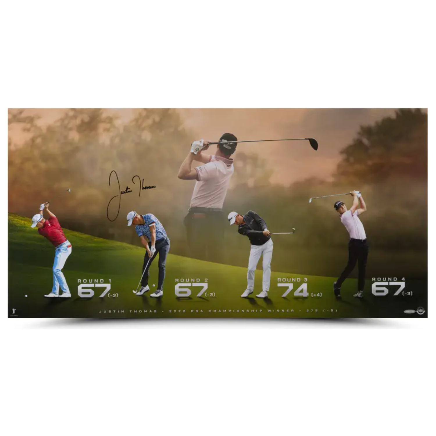 Justin Thomas Autographed PGA "Return To The Top" 36" x 18" Photo UDA