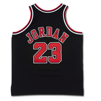 Michael Jordan Autographed Chicago Bulls '6x NBA Champ' Embroidered Black Jersey UDA LE 123