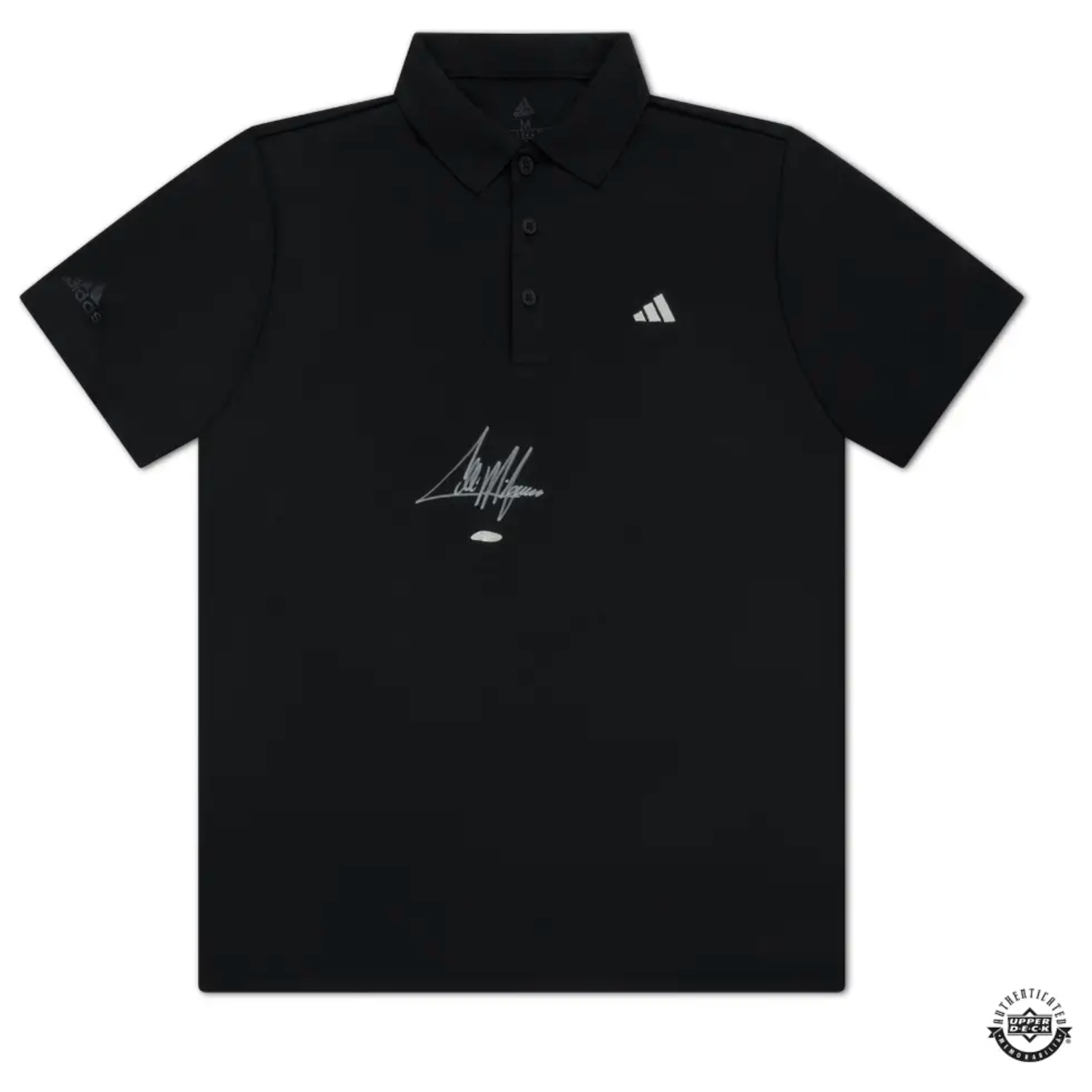 Collin Morikawa PGA Autographed Adidas Black Polo Shirt UDA