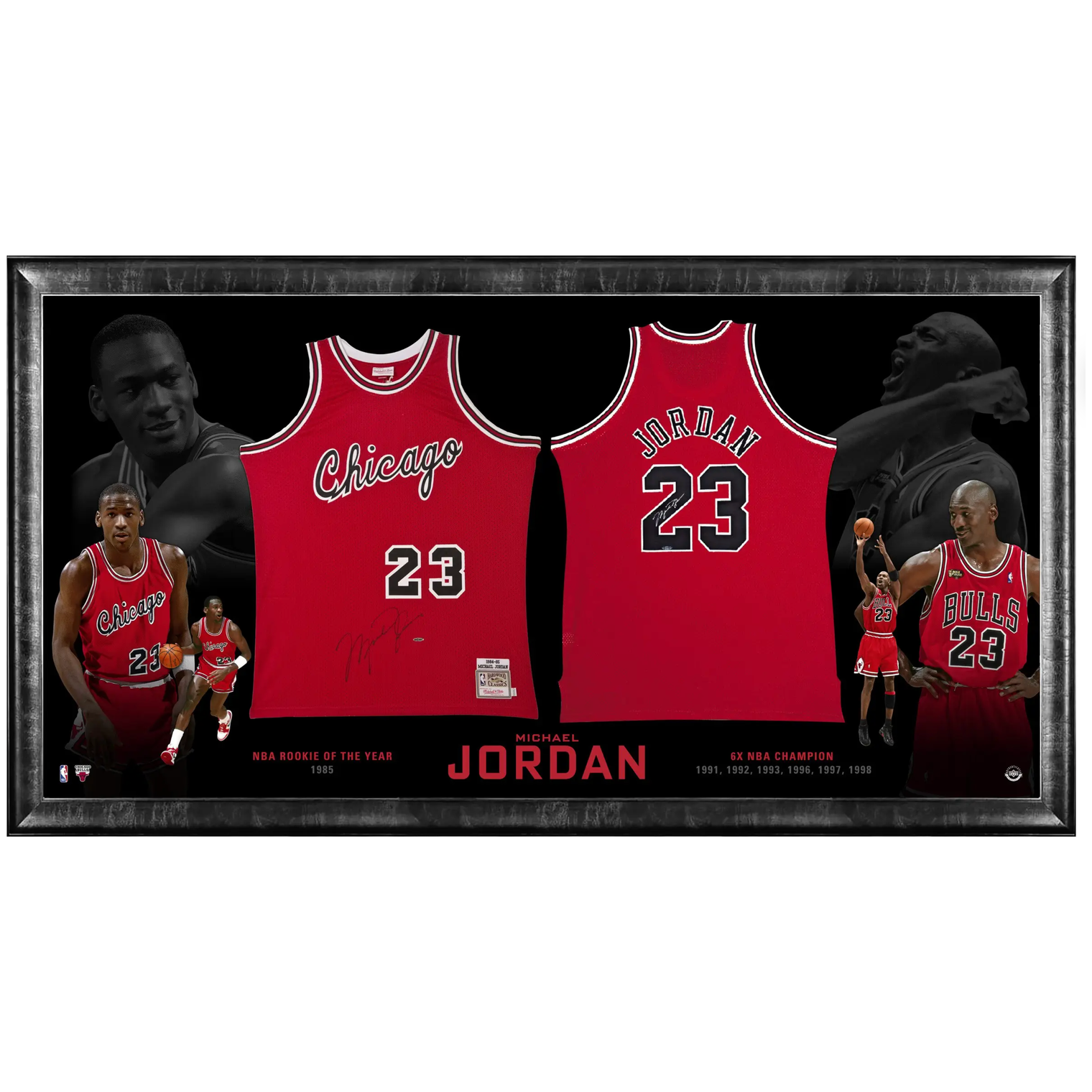 Michael Jordan Autographed Chicago Bulls "Air of Greatness" Two Framed Jersey 97" x 45" Display UDA