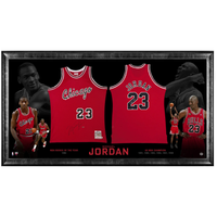 Michael Jordan Autographed Chicago Bulls "Air of Greatness" Two Framed Jersey 97" x 45" Display UDA