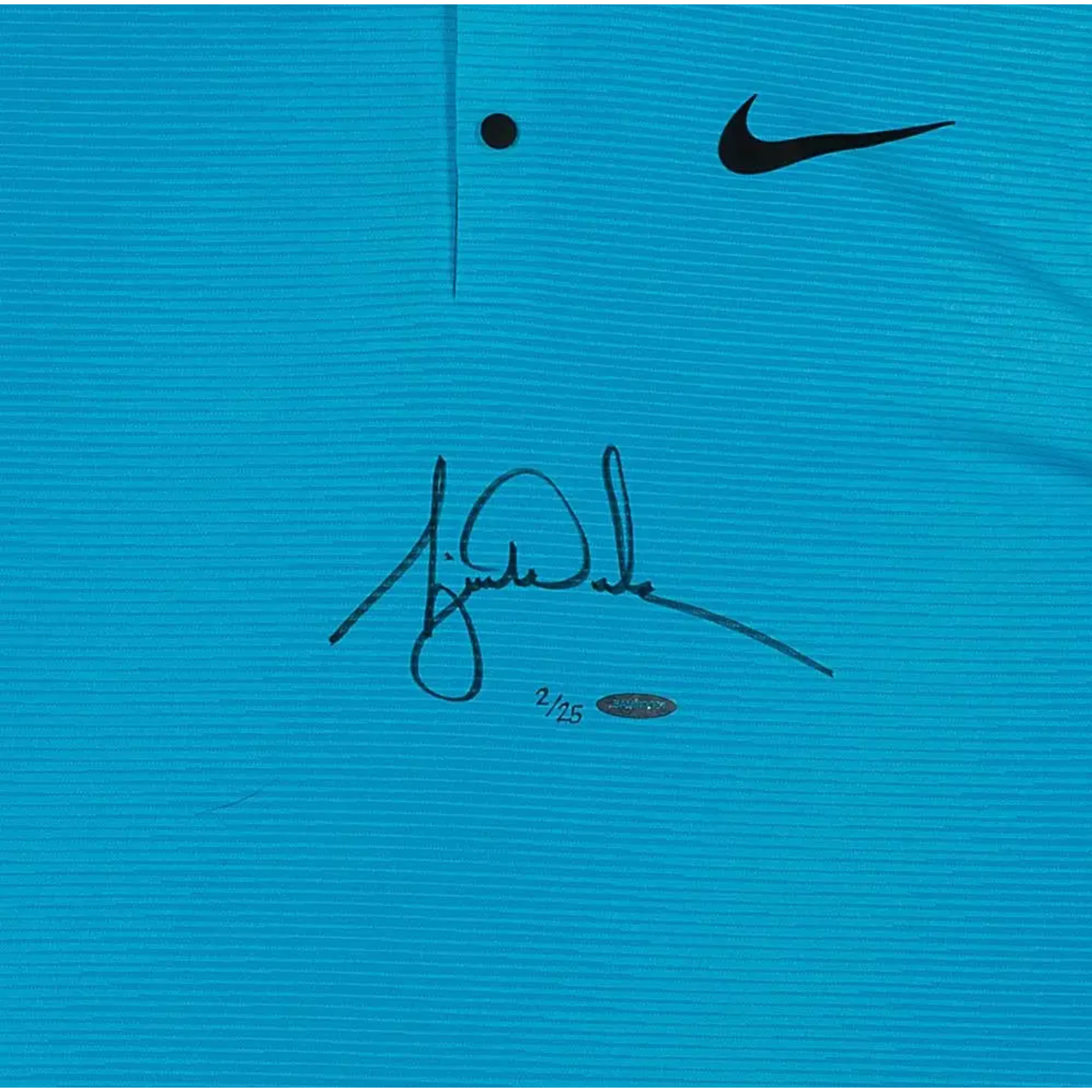 Tiger Woods Autographed Nike Blue Fury Polo Shirt UDA LE 25