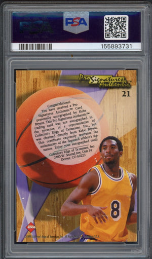 Kobe Bryant 1998 Collector's Edge Impulse Pro Signatures Card #21 PSA Auto 10