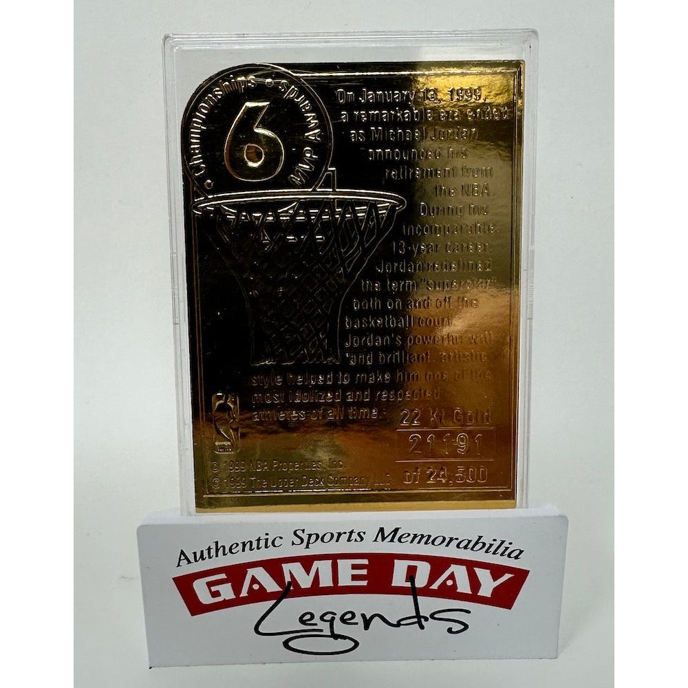 Michael Jordan Upper Deck 22Kt. Gold Leaf Bulls Photo Card - Retirement Ed. LE