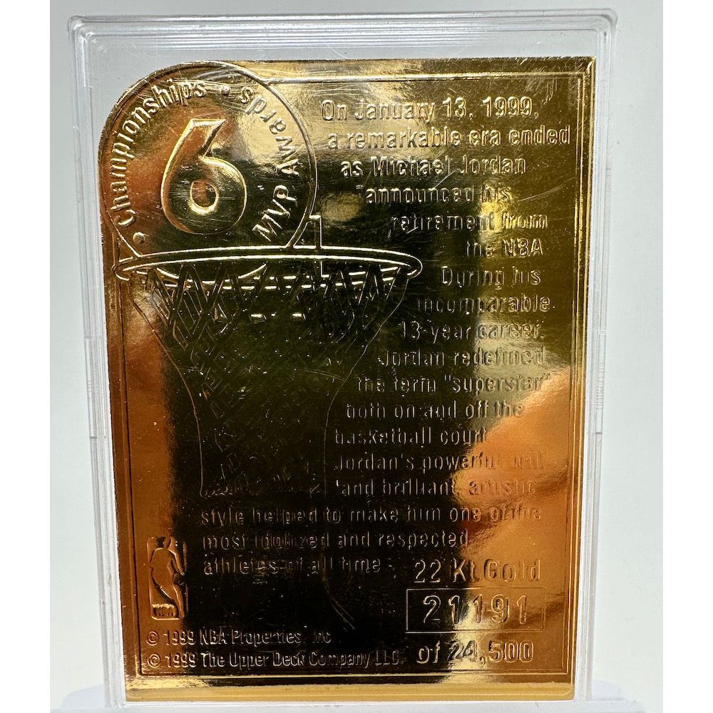 Michael Jordan Upper Deck 22Kt. Gold Leaf Bulls Photo Card - Retirement Ed. LE