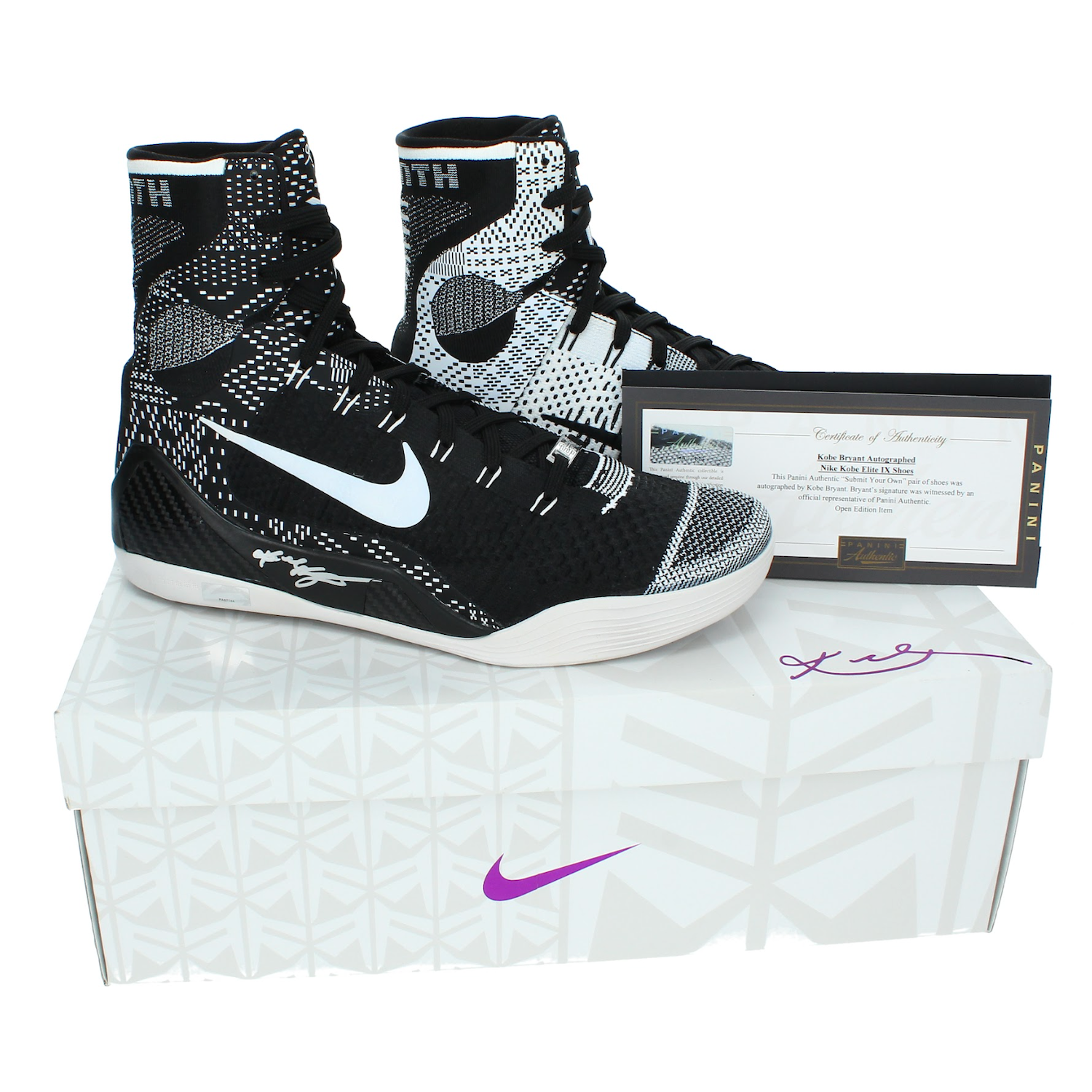 Kobe Bryant Autographed Los Angeles Lakers Nike Elite IX BHM Shoes Panini