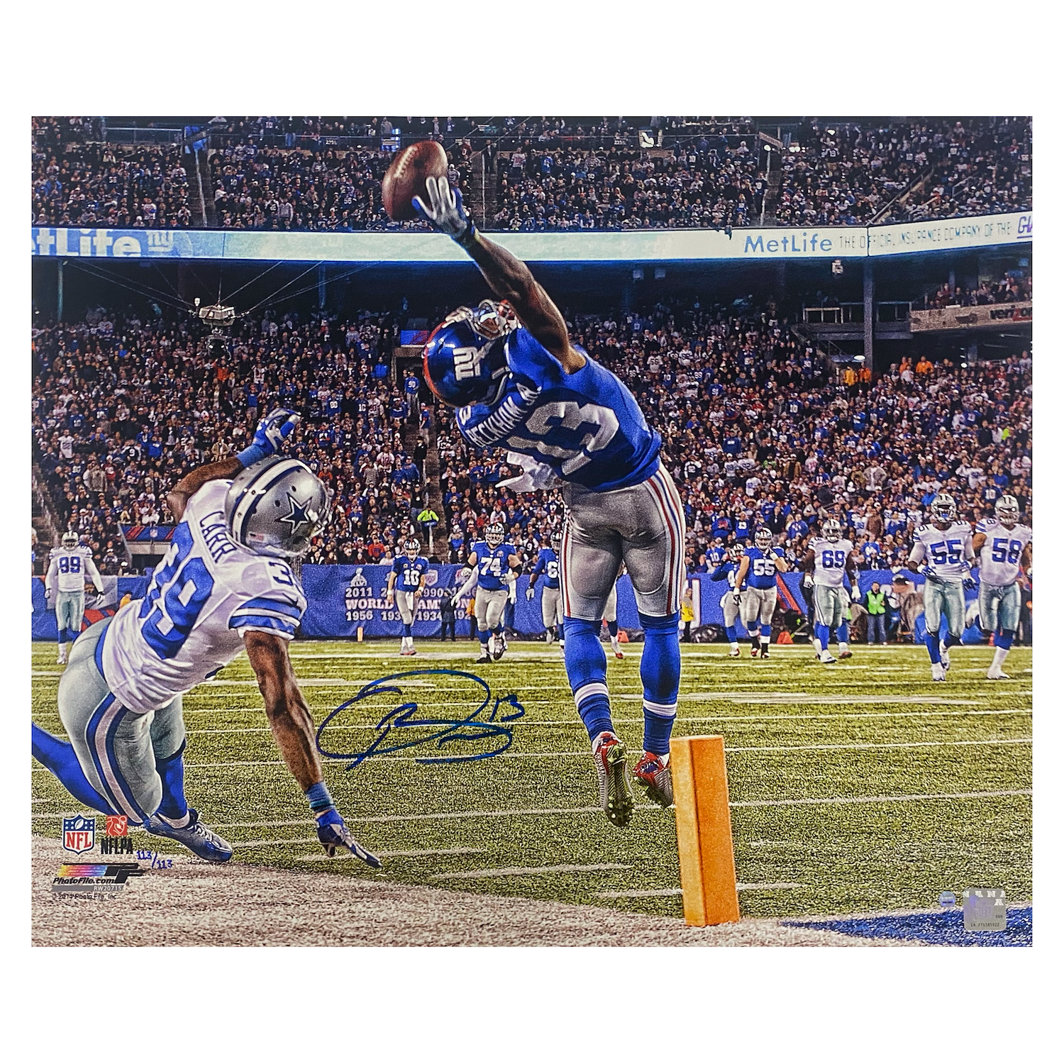 Odell Beckham Jr. Signed New York Giants Metallic Paper 20 x 24 Photograph Steiner LE 113/113