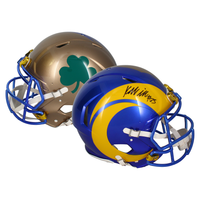 Kyren Williams Autographed Rams / Irish Ripped Authentic Speed Helmet Beckett