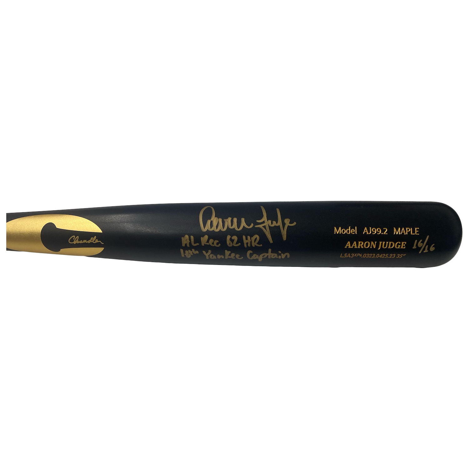 Aaron Judge Autographed "16th Yankee Captain" Game Model Bat Fanatics LE 16/16