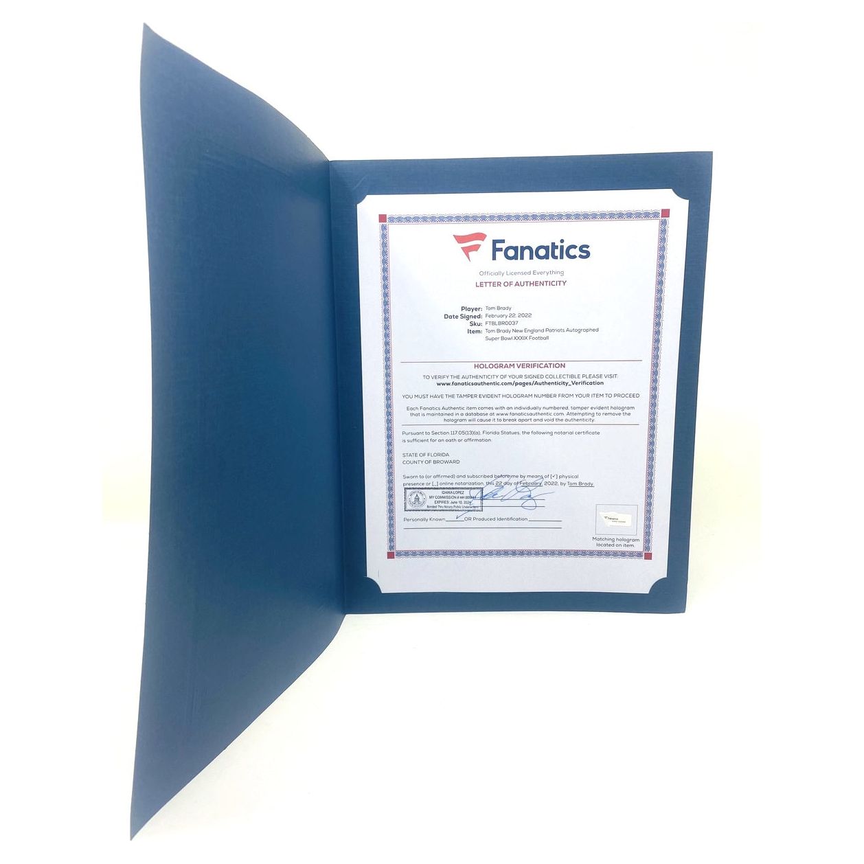 TOM BRADY Autographed New England Patriots Super Bowl XXXIX Pro Football FANATICS