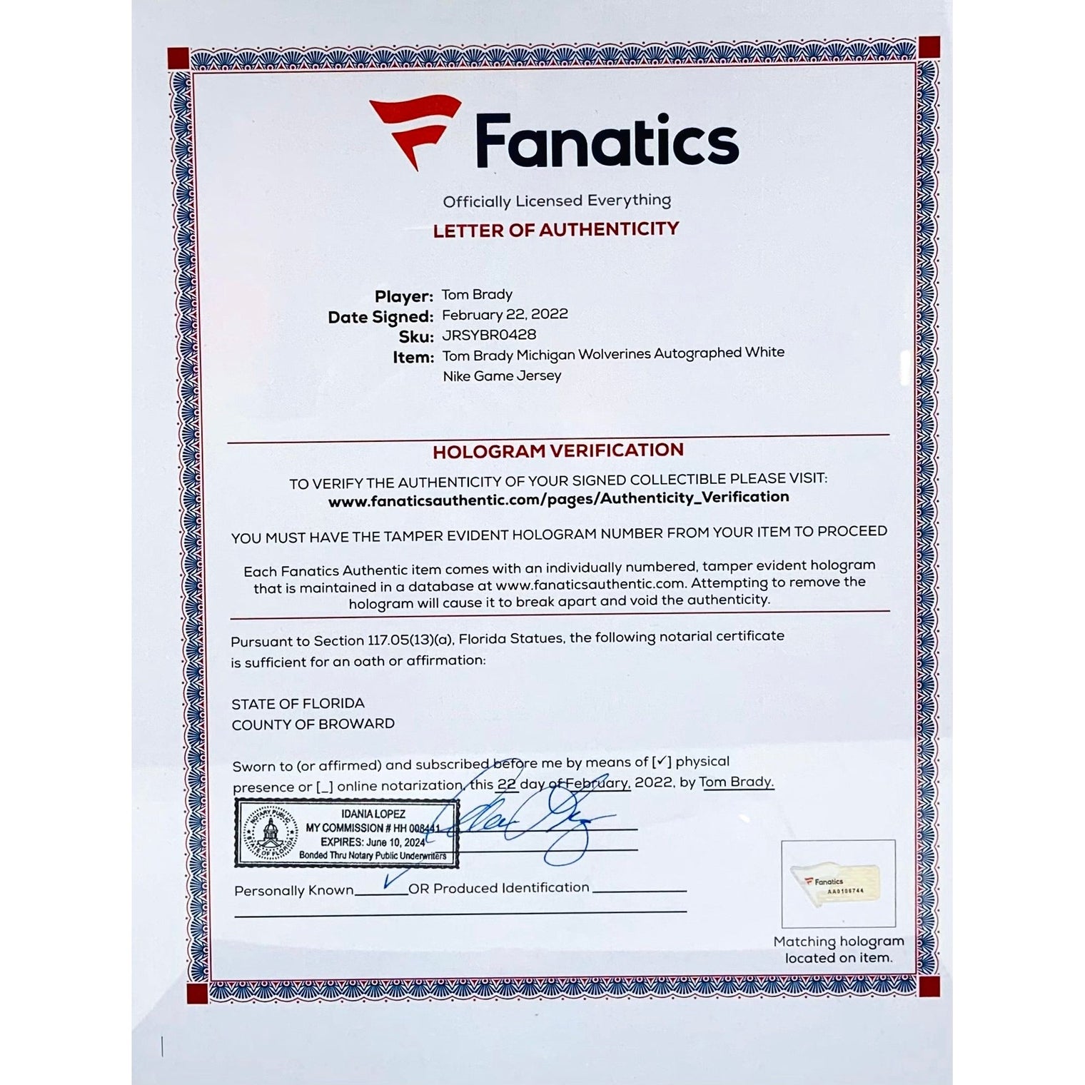 TOM BRADY Autographed Michigan Wolverines Jordan Brand Game Jersey FANATICS