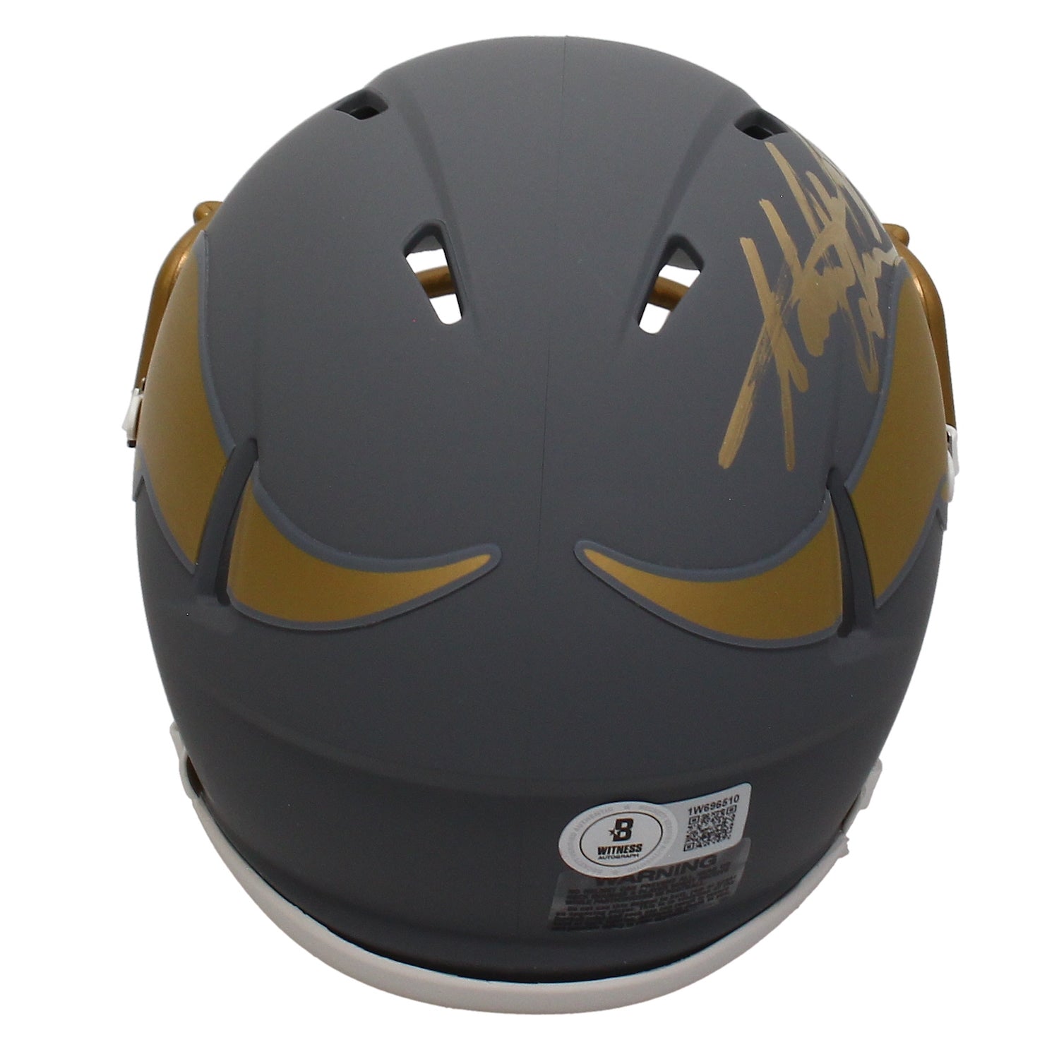 Adrian Peterson Autographed Vikings Slate Mini Speed Helmet Beckett