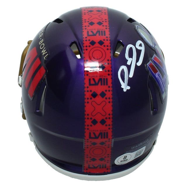 Patrick Mahomes Autographed Kansas City Chiefs SB LVIII Logo Speed Mini Helmet Beckett