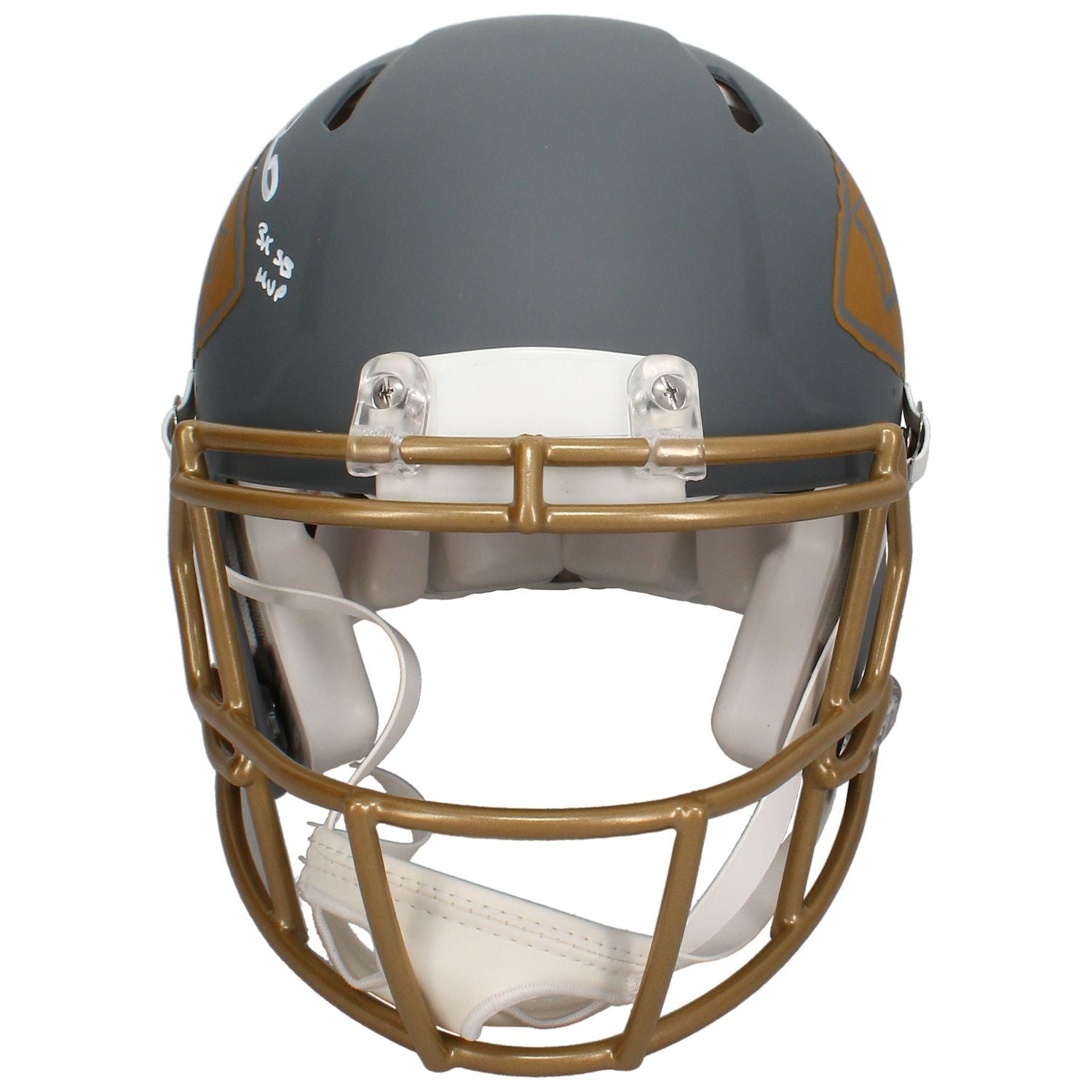 Patrick Mahomes Autographed Kansas City Chiefs "3X SB MVP" Slate Authentic Speed Helmet Beckett