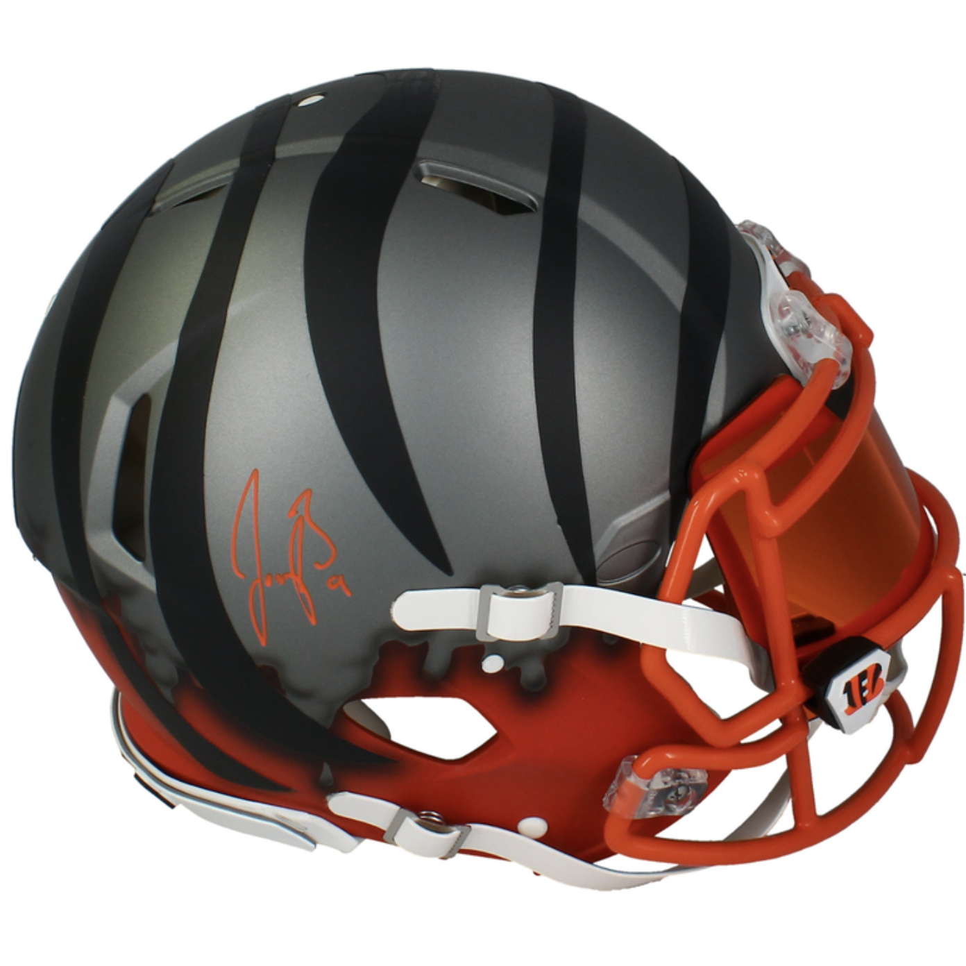 Joe Burrow Autographed  Cincinnati Bengals Custom 'Drip' Authentic Helmet w/ Visor Fanatics