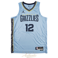 Ja Morant Autographed Memphis Grizzlies Jordan Brand Blue Nike Jersey Panini