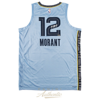 Ja Morant Autographed Memphis Grizzlies Jordan Brand Blue Nike Jersey Panini