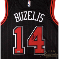 Matas Buzelis Autographed Chicago Bulls Black Statement Edition Jersey Panini