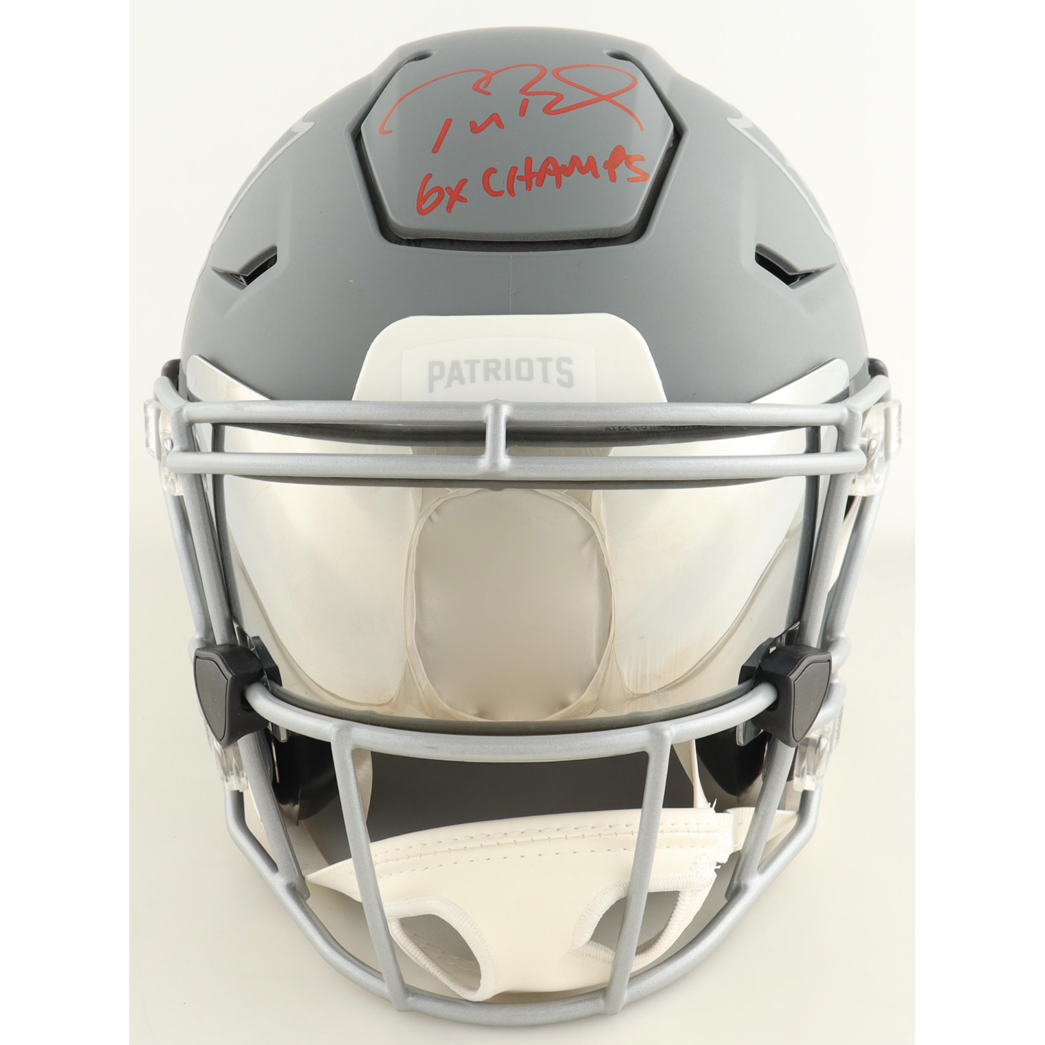 Tom Brady Autographed "6x Champs" Patriots Slate SpeedFlex Helmet Fanatics LE 25