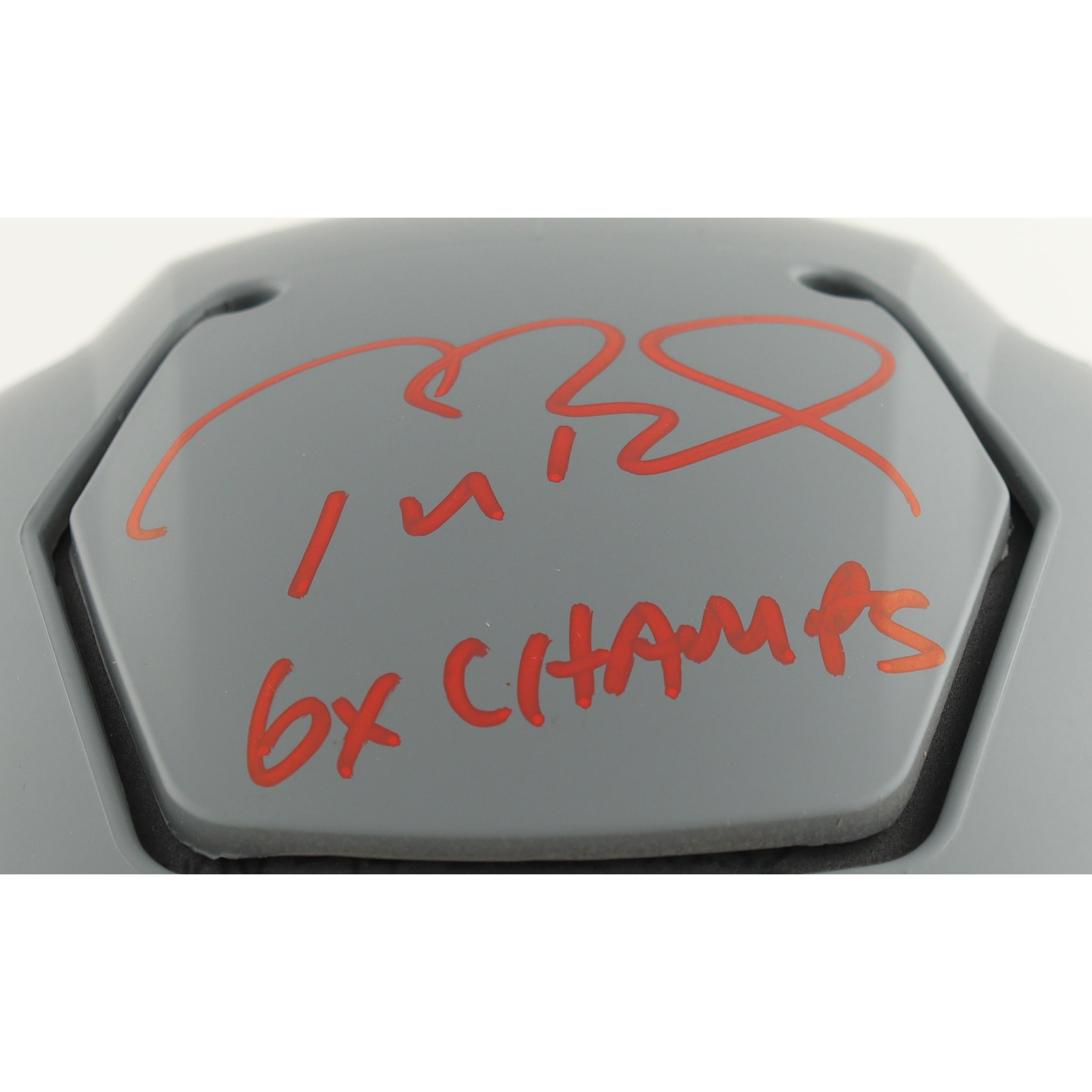 Tom Brady Autographed "6x Champs" Patriots Slate SpeedFlex Helmet Fanatics LE 25