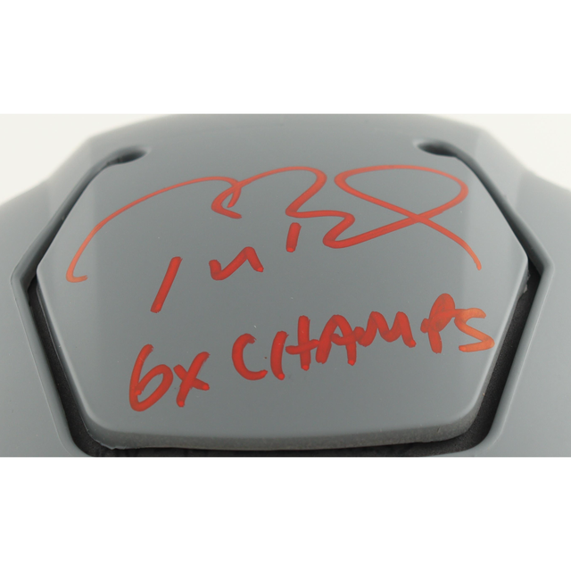 Tom Brady Autographed "6x Champs" Patriots Slate SpeedFlex Helmet Fanatics LE 25