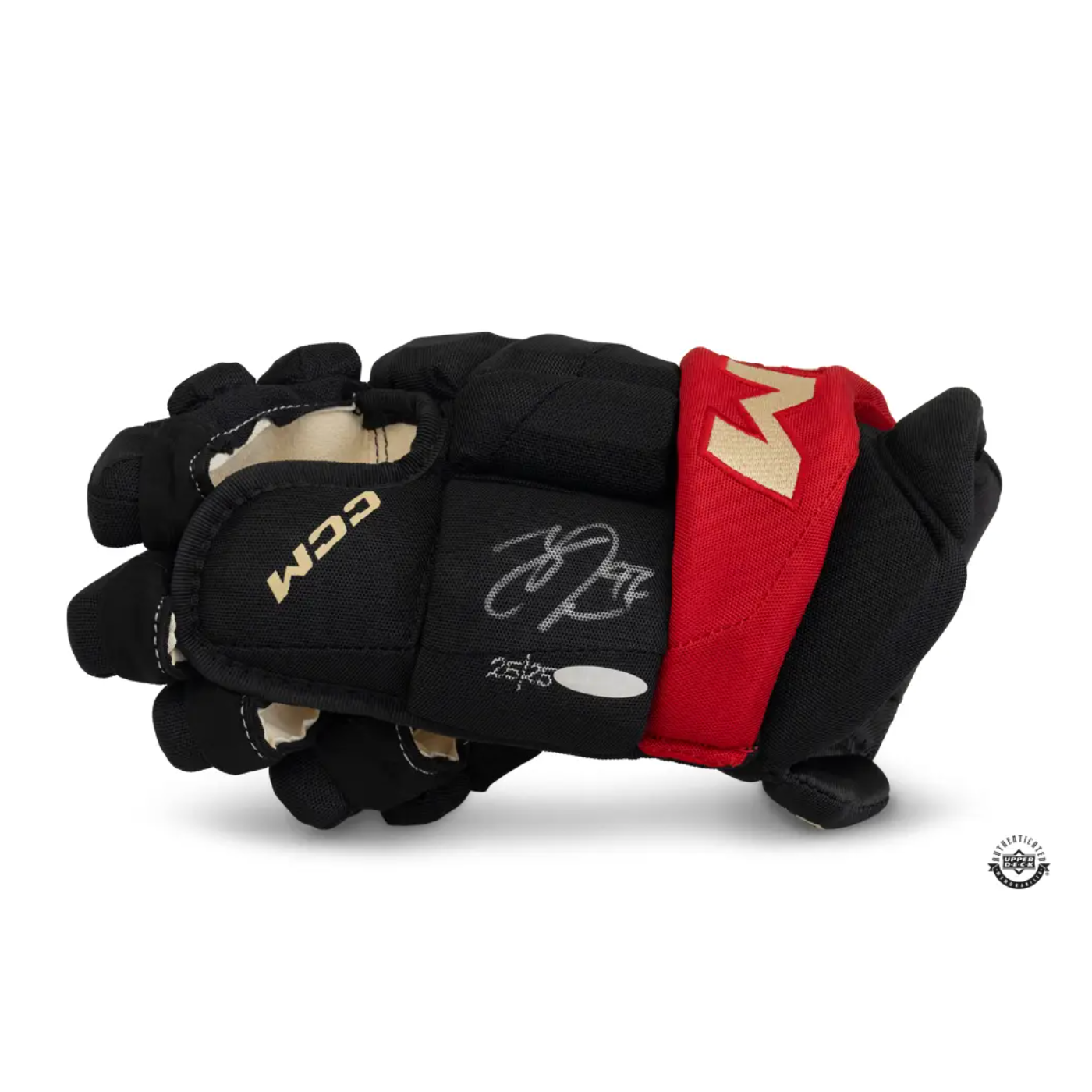 Connor McDavid Autographed & Inscribed “4 NTN CHAMP” CCM Black Tacks X Authentic Gloves UDA