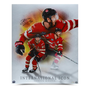Connor McDavid Autographed “International Icon” 20x24 Photo UDA
