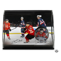 Connor McDavid Autographed “Canadian Star” Curve Display with 10" x 8" Photo and unsigned puck UDA