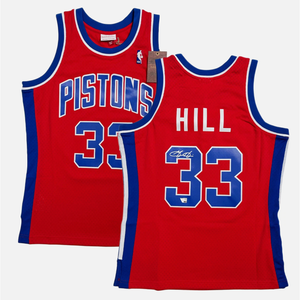 Grant Hill Autographed Detroit Pistons Red Mitchell & Ness 1994-95 Throwback Swingman Jersey Fanatics