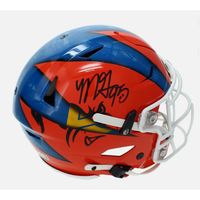 Myles Garrett Autographed Los Angeles Rams/Cleveland Browns Blue/Orange Custom Painted RIPPED Speedflex Authentic Helmet Beckett