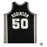 David Robinson Autographed "HOF '09" San Antonio Spurs Black M&N Authentic Jersey UDA LE 50