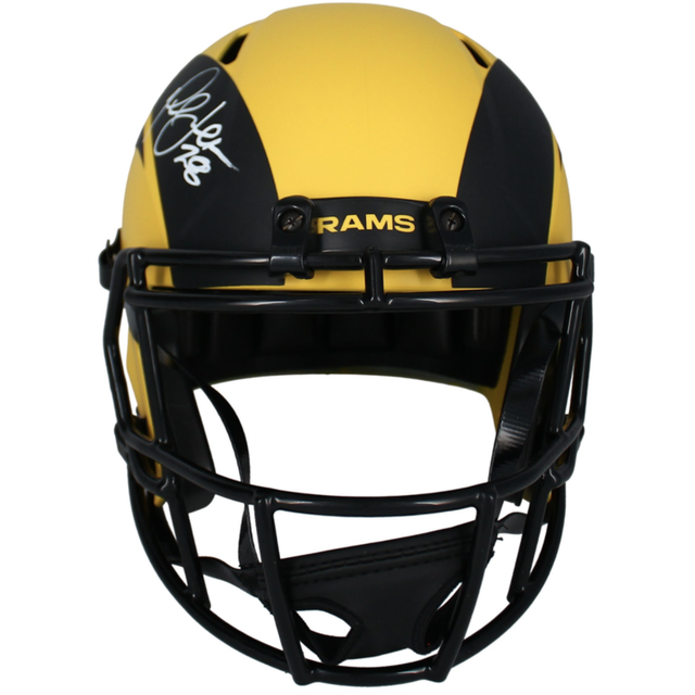 Marshall Faulk Autographed Los Angeles Rams RAVE Full Size Speed Helmet Beckett