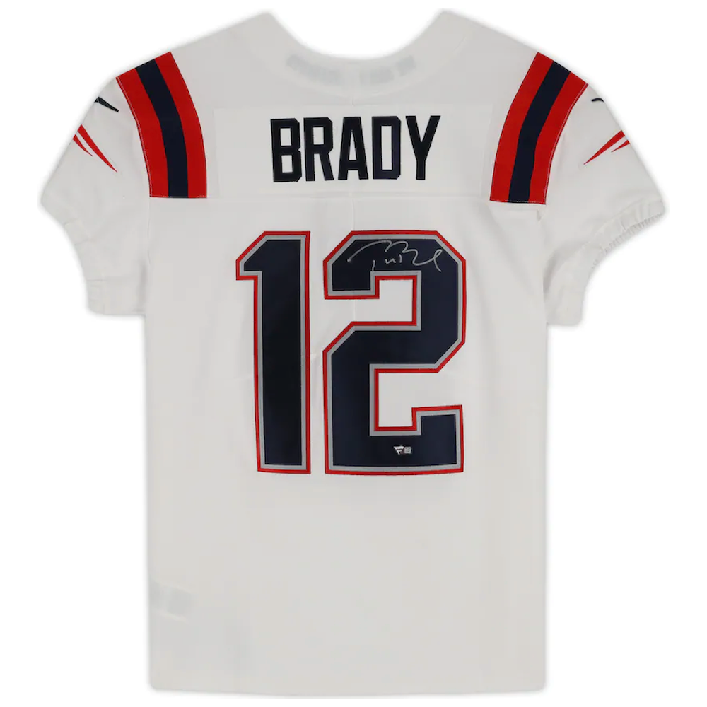 TOM BRADY Autographed NE Patriots Nike Elite White Color Rush Jersey FANATICS