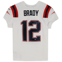 TOM BRADY Autographed NE Patriots Nike Elite White Color Rush Jersey FANATICS