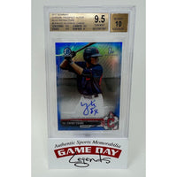 Yu-Cheng Chang Cleveland Indians 2017 1st Bowman Chrome Prospect Autos Blue Refractor BGS 9.5