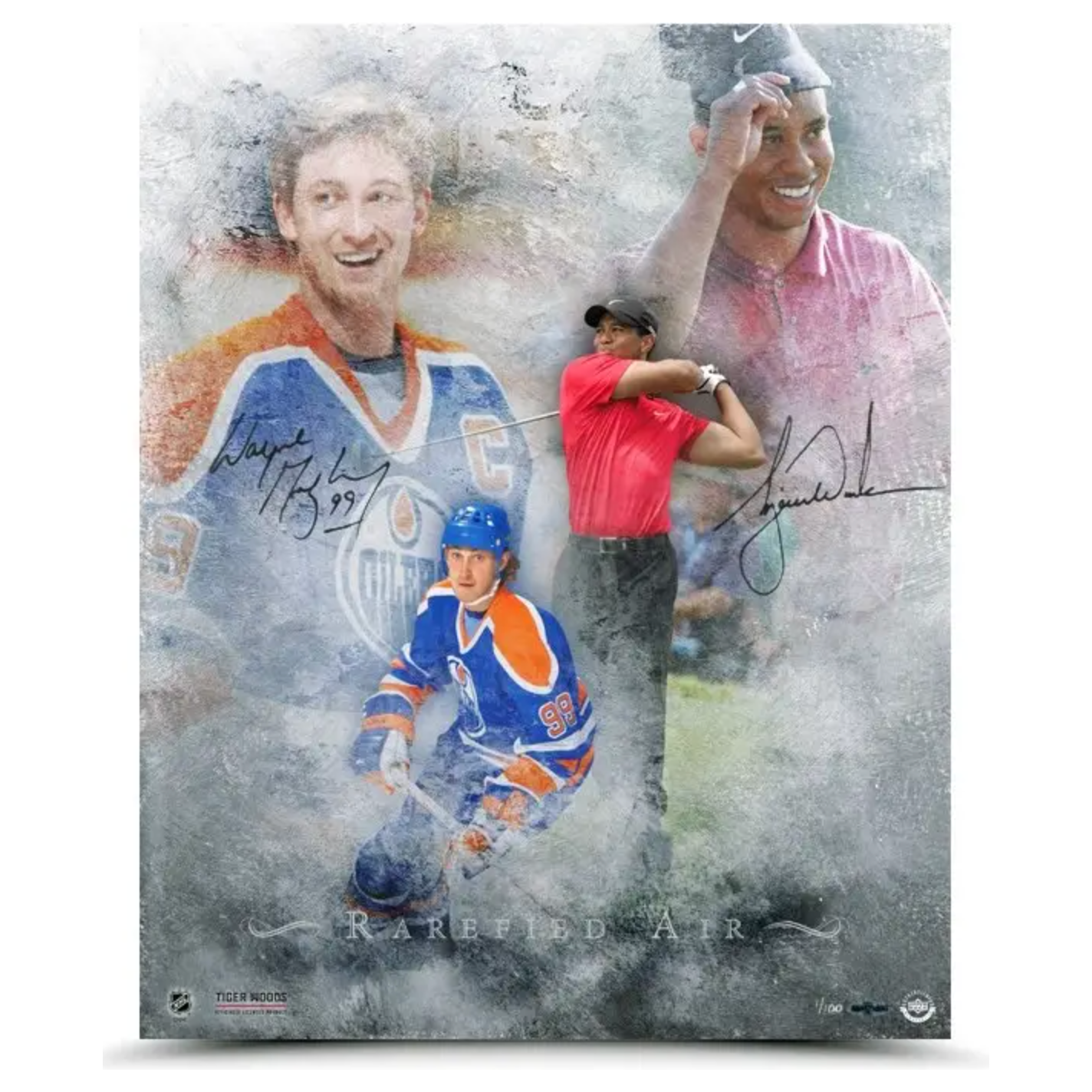 Tiger Woods / Wayne Gretzky Autographed 16" x 20" Photograph UDA LE 100