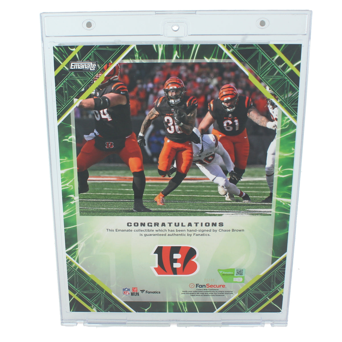 Chase Brown Autographed Cincinnatti Bengals 2025 NFL Emanate Green 8x10 Photo Collage Fanatics LE 75/99