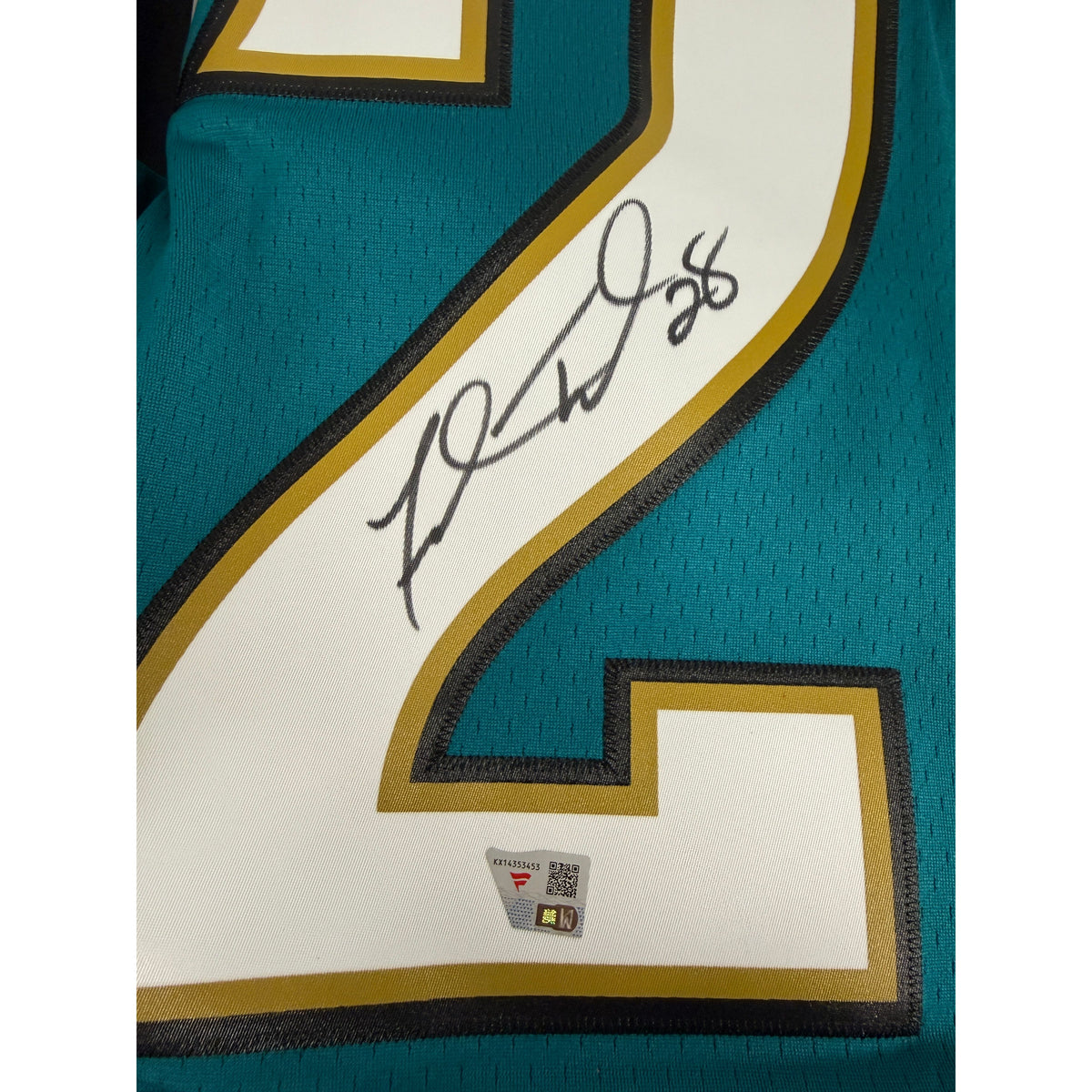 Fred Taylor Authentic Jacksonville Jaguars Autographed Teal Mitchell &amp; Ness 1998 Legacy Jersey Fanatics