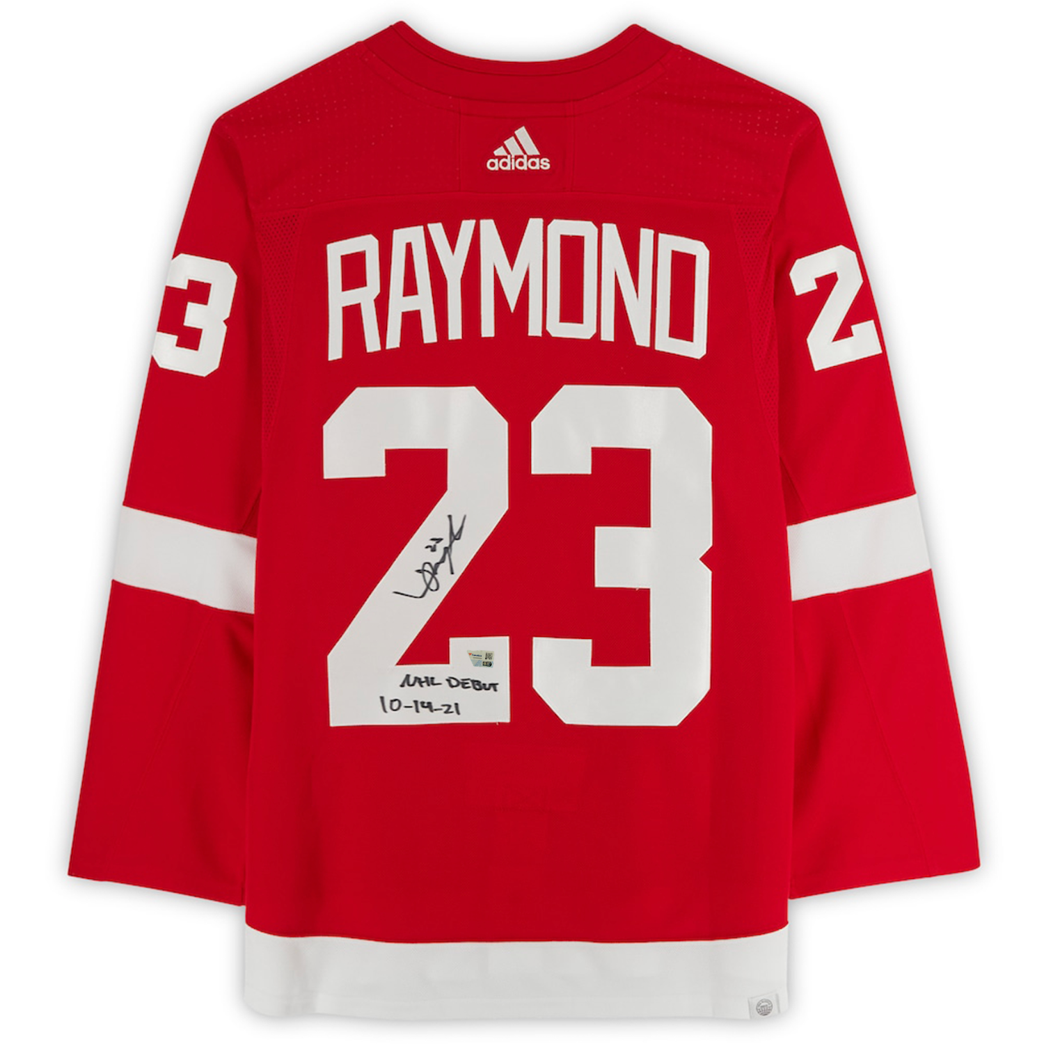 Lucas Raymond Autographed "NHL DEBUT 10-14-21" Adidas Authentic Jersey Fanatics