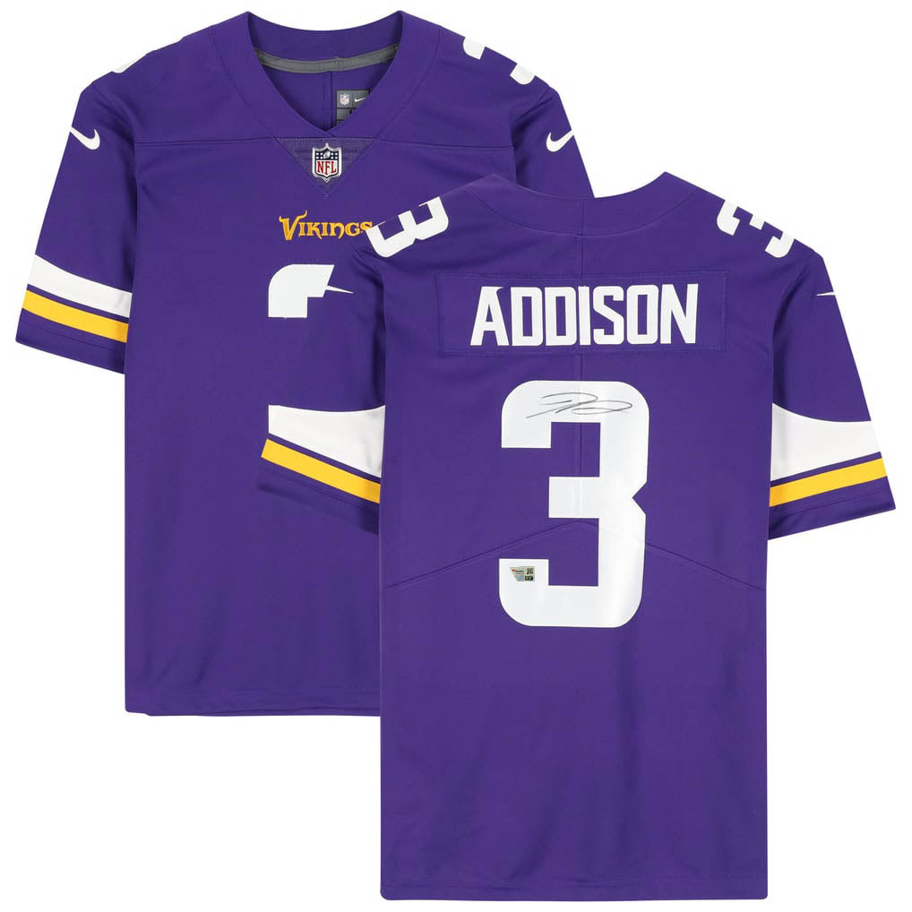 Jordan Addison Autographed Minnesota Vikings Purple Nike Game Jersey Fanatics