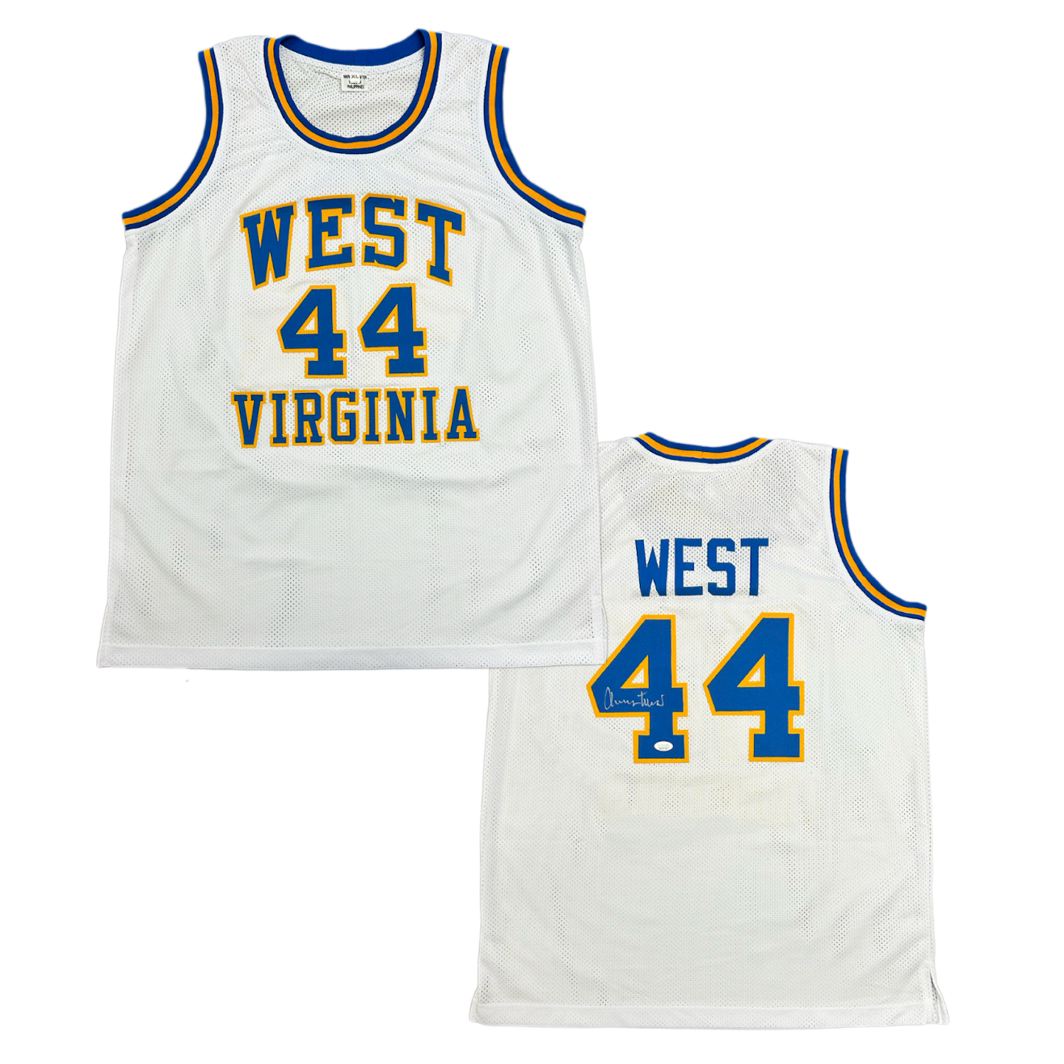 Jerry West Autographed #44 West Virginia Custom Jersey JSA Witnessed