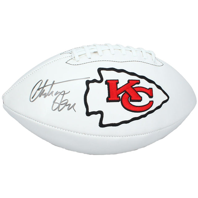 Christian Okoye Autographed Kansas City Chiefs White Panel Football JSA
