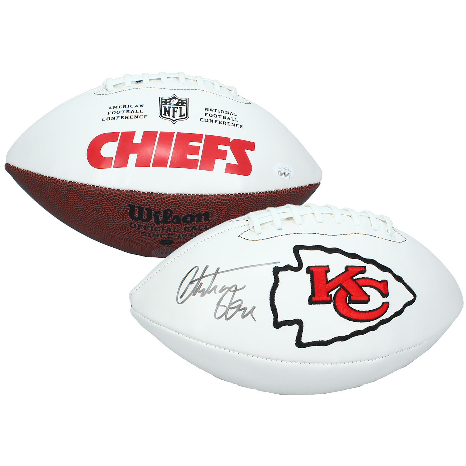 Christian Okoye Autographed Kansas City Chiefs White Panel Football JSA