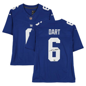 Jaxson Dart Autographed New York Giants Blue Nike Vapor Fuse Limited Jersey Fanatics
