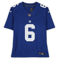 Jaxson Dart Autographed New York Giants Blue Nike Vapor Fuse Limited Jersey Fanatics
